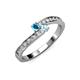 3 - Orane London Blue Topaz and Aquamarine with Side Diamonds Bypass Ring 