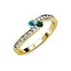 3 - Orane London Blue Topaz and Emerald with Side Diamonds Bypass Ring 