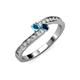 3 - Orane London Blue Topaz and Blue Diamond with Side Diamonds Bypass Ring 