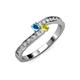 3 - Orane London Blue Topaz and Yellow Diamond with Side Diamonds Bypass Ring 
