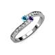 3 - Orane London Blue Topaz and Iolite with Side Diamonds Bypass Ring 
