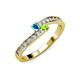 3 - Orane London Blue Topaz and Peridot with Side Diamonds Bypass Ring 