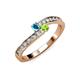 3 - Orane London Blue Topaz and Peridot with Side Diamonds Bypass Ring 