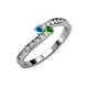 3 - Orane London Blue Topaz and Green Garnet with Side Diamonds Bypass Ring 