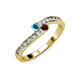 3 - Orane London Blue Topaz and Red Garnet with Side Diamonds Bypass Ring 