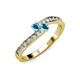 3 - Orane London Blue Topaz with Side Diamonds Bypass Ring 