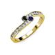 3 - Orane Black Diamond and Blue Sapphire with Side Diamonds Bypass Ring 