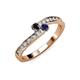 3 - Orane Black Diamond and Blue Sapphire with Side Diamonds Bypass Ring 