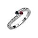 3 - Orane Black Diamond and Ruby with Side Diamonds Bypass Ring 