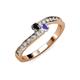 3 - Orane Black Diamond and Tanzanite with Side Diamonds Bypass Ring 