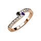 3 - Orane Black Diamond and Iolite with Side Diamonds Bypass Ring 