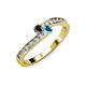 3 - Orane Black Diamond and London Blue Topaz with Side Diamonds Bypass Ring 