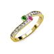 3 - Orane Green Garnet and Pink Sapphire with Side Diamonds Bypass Ring 