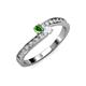 3 - Orane Green Garnet and White Sapphire with Side Diamonds Bypass Ring 