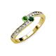 3 - Orane Green Garnet and Emerald with Side Diamonds Bypass Ring 