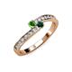 3 - Orane Green Garnet and Emerald with Side Diamonds Bypass Ring 