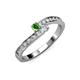 3 - Orane Green Garnet and Diamond with Side Diamonds Bypass Ring 