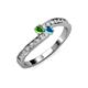 3 - Orane Green Garnet and London Blue Topaz with Side Diamonds Bypass Ring 