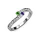 3 - Orane Green Garnet and Iolite with Side Diamonds Bypass Ring 