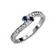 3 - Orane Blue and Black Diamond with Side Diamonds Bypass Ring 