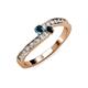 3 - Orane Blue and Black Diamond with Side Diamonds Bypass Ring 