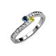 3 - Orane Blue and Yellow Diamond with Side Diamonds Bypass Ring 
