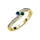 3 - Orane Blue Diamond and Emerald with Side Diamonds Bypass Ring 