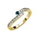 3 - Orane Blue and White Diamond with Side Diamonds Bypass Ring 