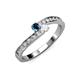 3 - Orane Blue Diamond and White Sapphire with Side Diamonds Bypass Ring 