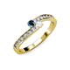 3 - Orane Blue Diamond and White Sapphire with Side Diamonds Bypass Ring 