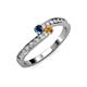 3 - Orane Blue Diamond and Citrine with Side Diamonds Bypass Ring 