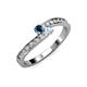 3 - Orane Blue Diamond and Aquamarine with Side Diamonds Bypass Ring 