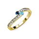 3 - Orane Blue Diamond and Blue Topaz with Side Diamonds Bypass Ring 