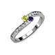 3 - Orane Yellow Diamond and Blue Sapphire with Side Diamonds Bypass Ring 