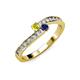 3 - Orane Yellow Diamond and Blue Sapphire with Side Diamonds Bypass Ring 