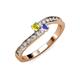 3 - Orane Yellow Diamond and Tanzanite with Side Diamonds Bypass Ring 