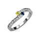 3 - Orane Yellow and Blue Diamond with Side Diamonds Bypass Ring 