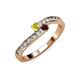 3 - Orane Yellow Diamond and Red Garnet with Side Diamonds Bypass Ring 