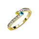 3 - Orane Yellow Diamond and London Blue Topaz with Side Diamonds Bypass Ring 