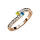 3 - Orane Yellow Diamond and London Blue Topaz with Side Diamonds Bypass Ring 