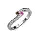 3 - Orane Smoky Quartz and Pink Sapphire with Side Diamonds Bypass Ring 