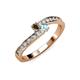 3 - Orane Smoky Quartz and Aquamarine with Side Diamonds Bypass Ring 