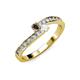 3 - Orane Smoky Quartz and White Sapphire with Side Diamonds Bypass Ring 