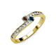 3 - Orane Smoky Quartz and Blue Diamond with Side Diamonds Bypass Ring 