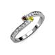 3 - Orane Smoky Quartz and Yellow Diamond with Side Diamonds Bypass Ring 