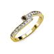 3 - Orane Smoky Quartz and Diamond with Side Diamonds Bypass Ring 