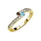 3 - Orane Smoky Quartz and Blue Topaz with Side Diamonds Bypass Ring 