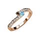 3 - Orane Smoky Quartz and Blue Topaz with Side Diamonds Bypass Ring 