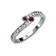 3 - Orane Smoky Quartz and Ruby with Side Diamonds Bypass Ring 