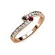 3 - Orane Smoky Quartz and Ruby with Side Diamonds Bypass Ring 